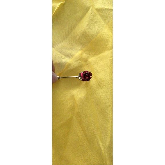 Vintage Lapel Pin Red Rose Stick Pin Lapel Pin - Picture 7 of 10